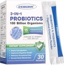 Probiotiques pour les femmes et les hommes - 100 milliards d'enzymes et prébiotiques digestifs, plus grande puissance 3-en-1 Probiotiques complets pour la santé digestive, soutien immunitaire