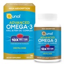 Qunol Advanced Omega 3 Krill and Fish Oil Complex, 10x Better Biobeschikbaarheid, One Pill Dose, 250mg EPA & DHA, Ondersteunt Hersenen, Oog, Hart en Gezamenlijke Gezondheid, 90 Tellen (Pack of 1)