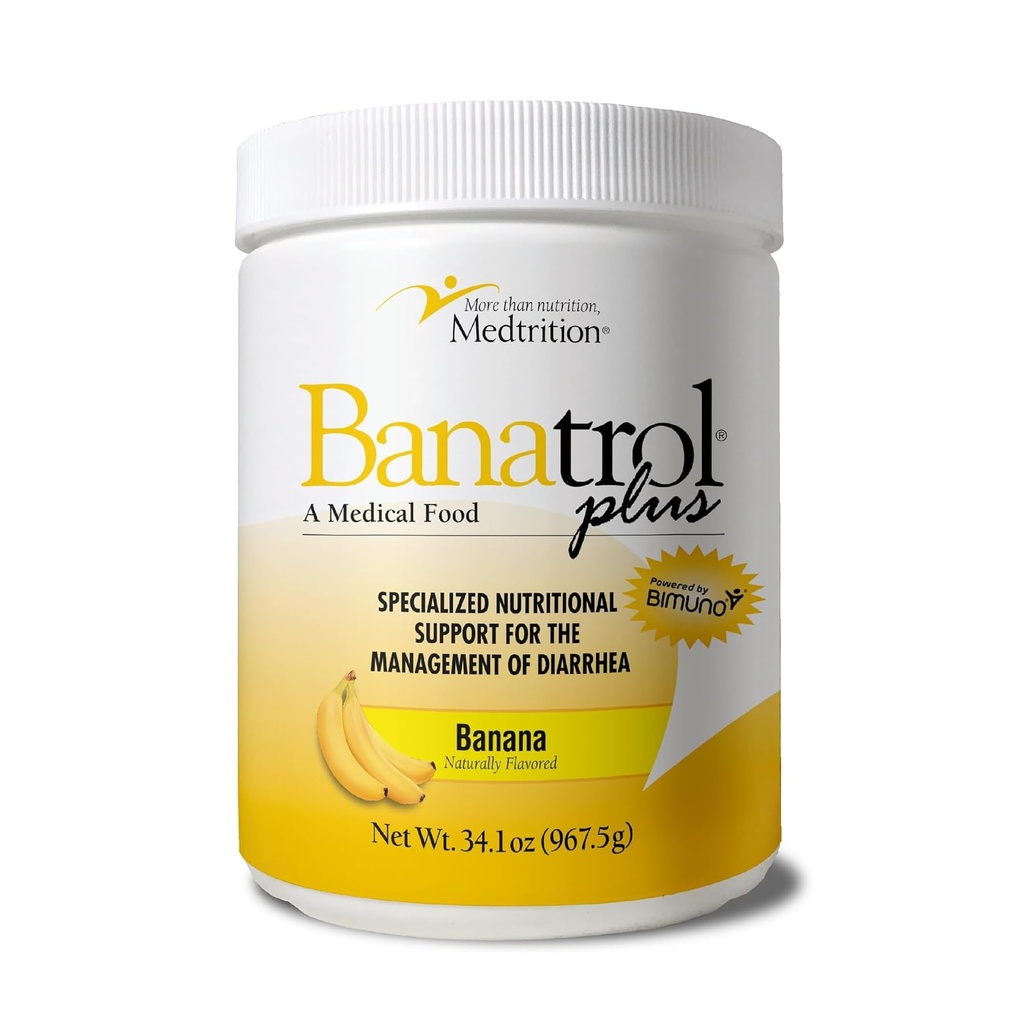 Banatrol® Natural Anti-Diarree met Prebiotica, Verlichting van chronische diarree, IBS, terugkerende diarree, klinisch ondersteund Medisch voedsel, niet-constipatie, 90 porties (Banana)