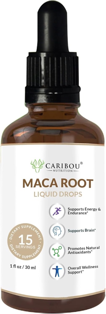 Maca Root Liquid Organic Drops | Maca Root Extract | Maca Supplement for Enhanced Mood & Vitality | Vegan, Non-GMO, Gluten & Alcohol Free | 1 Fl Oz