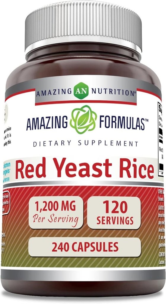 Verbazingwekkende Formules Red Gist Rice 1200mg Per Serving 240 Capsules Supplement 