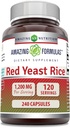 Verbazingwekkende Formules Red Gist Rice 1200mg Per Serving 240 Capsules Supplement 