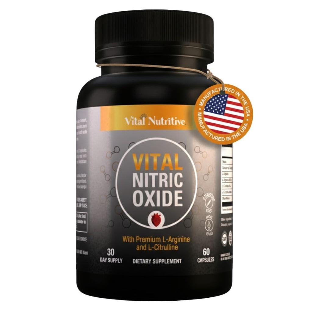 Suppléments d'oxyde nitrique vital pour les hommes - Supplément d'entraînement pour les hommes - oxyde nitreux stimuler le flux sanguin, la pression artérielle, l'énergie et la performance d'entraînement avec L Arginine L Citruline-30 jours d'approvisionnement