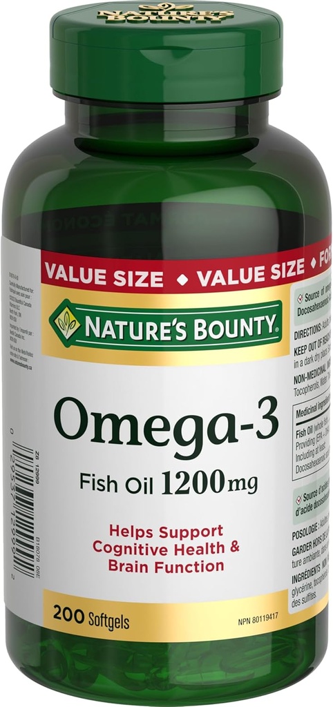 Nature's Bounty Omega-3 1200mg 200 telling