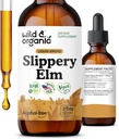 Wild & Organic Slippery Elm Drops - Lung, Digestief & Women's Support - Slippery Elm Bark Tinctuur - Liquid Ulmus Rubra Extract Supplement - Vegan, Sugar & Alcohol-Free - 2 fl oz