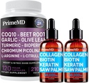 Liquid Collagen Biotin (2pk) et supplément d'oxyde nitrique (1pk) - Vitamines potentielles pour les cheveux, la peau, les ongles, le cœur, le circulatoire et le soutien lipidique - non-OGM, végétalien, sans gluten
