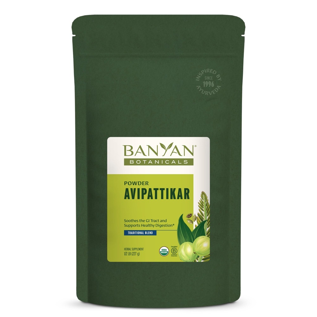 Banyan Botanicals Avipattikar Poudre – Supplément de digestion biologique avec gingembre, cardamome et Vidanga – soutient l'équilibre de l'acide stomach sain* – 1⁄2 lb – Vegan non-OGM source durable