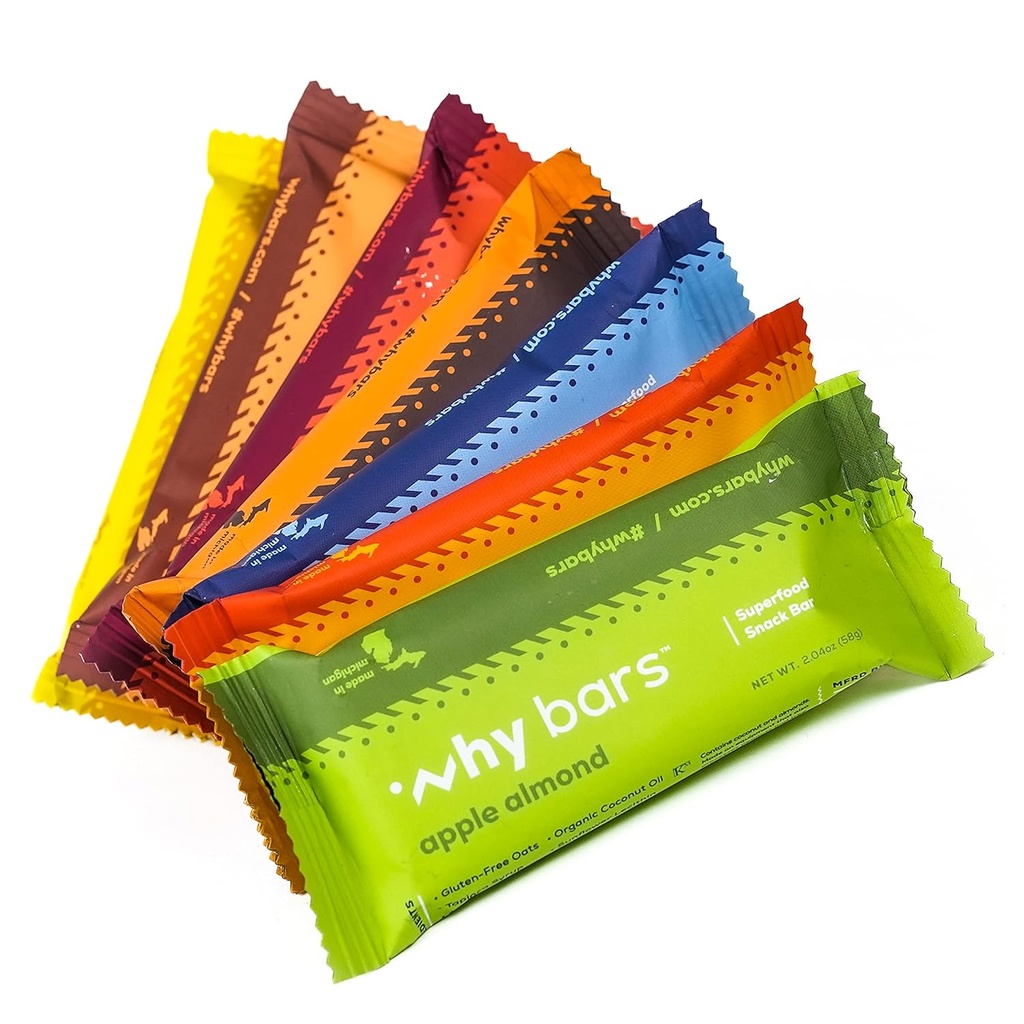 Waarom Bars, Protein Bars, Variety Pack, 2.04 Ounce Bars (verpakking van 7 Protein Bars) - Proteine Bar Superfood, Glutenvrij, Niet GGO, Biologische, Veganistische, eenvoudige ingrediënten
