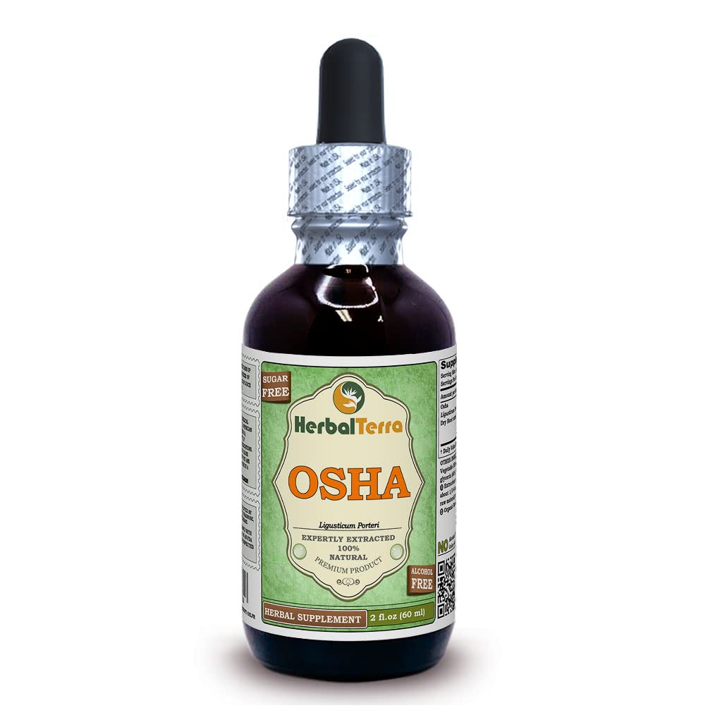 Herbal Terra LLC OSHA (Ligusticum Porteri) Glycérite, racines séchées Extrait liquide sans alcool 2 oz