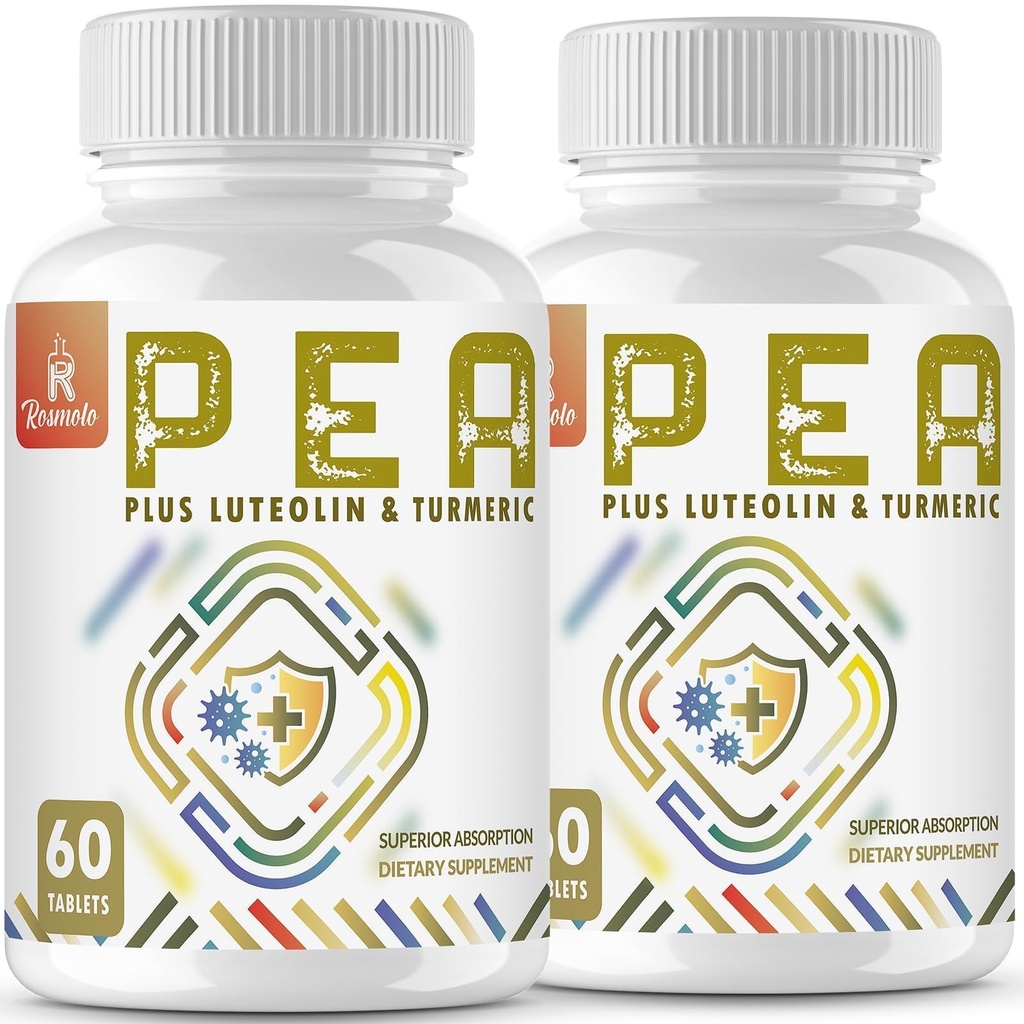 1500 MG Palmitoyléthanolamide avec Lutéolin 98% & Turmeric, Haute Absorption, Supplément de pois micronisés pour la gestion du confort- USA Made - 120 comprimés
