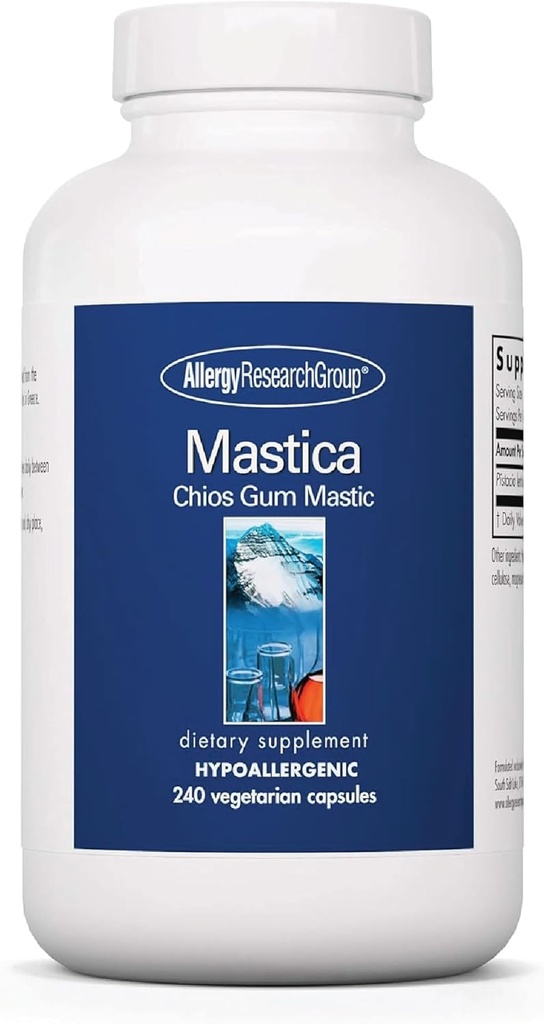 Allergy Research Group Mastica - Mastic Gum Capsules, Digestief Health Supplement voor volwassenen, Mastic Hars Poeder Capsules voor Gut Health Ondersteuning - 240 Tel.