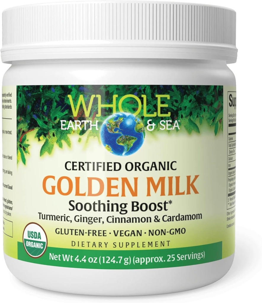 Hele aarde en zee van natuurlijke factoren, Golden Milk Soothing Boost met Kurkuma, Gember & More 4.4 oz Poeder