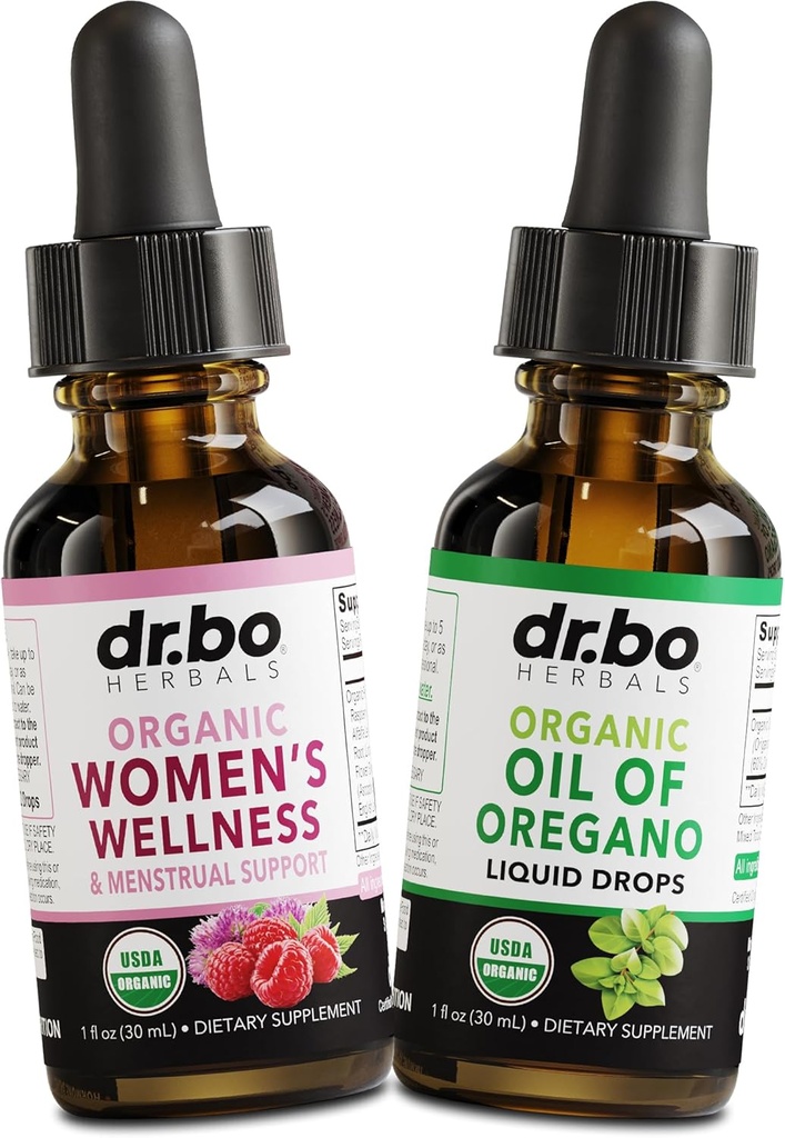 Hormone Balance voor vrouwen en Oregano Olie Biologische Liquid Drops - Vrouwen Wellness Biologische Hormonale Balance & Menstruele Kramp Periode Ondersteuning - Olie van Oregano Drops Tinctuur Extract Reinigen Detox
