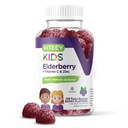 Viteey Sambucus Vlierbessen Gummies voor kinderen Immuun Ondersteuningssupplementen met vitamine D3 & vitamine C 3-1 Immuunbooster - Vegetarisch, Gelatinevrij, Glutenvrij, GGO-vrij - Smakelijk Kauwbare Berry Flavored