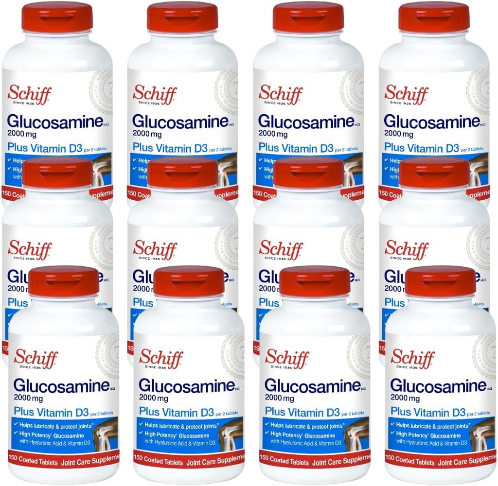 Schiff Glucosamine 2000mg met Hyaluronzuur Joint Supplement, 150 CT (verpakking van 12)