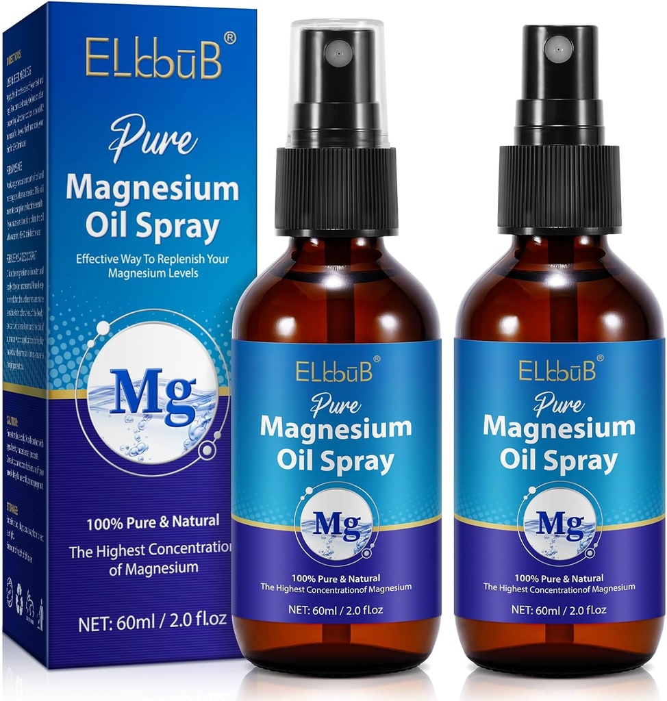 Spray d'huile de magnésium pur - Spray de magnésium topique 100% naturel pour les pieds et le corps, huile de magnésium pour la relaxation, facile à absorber, sûr et efficace