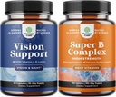 Bundel van Complete Eye Health Supplement voor volwassenen voor het zicht Droge Ogen Druk en Blauw Licht Bescherming en Vitamine B Complex Volwassen Multivitamine voor Immune Ondersteuning Mood Boost en Geheugen Supplement