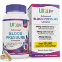 ULTALIFE Suppléments de pression artérielle - Complexe avancé de supplément de pression artérielle - Hawthorn Berry, Hibiscus, Ail, Forskolin - 14 Vitamines et herbes, 30 jours d'approvisionnement en capsules de Veggie
