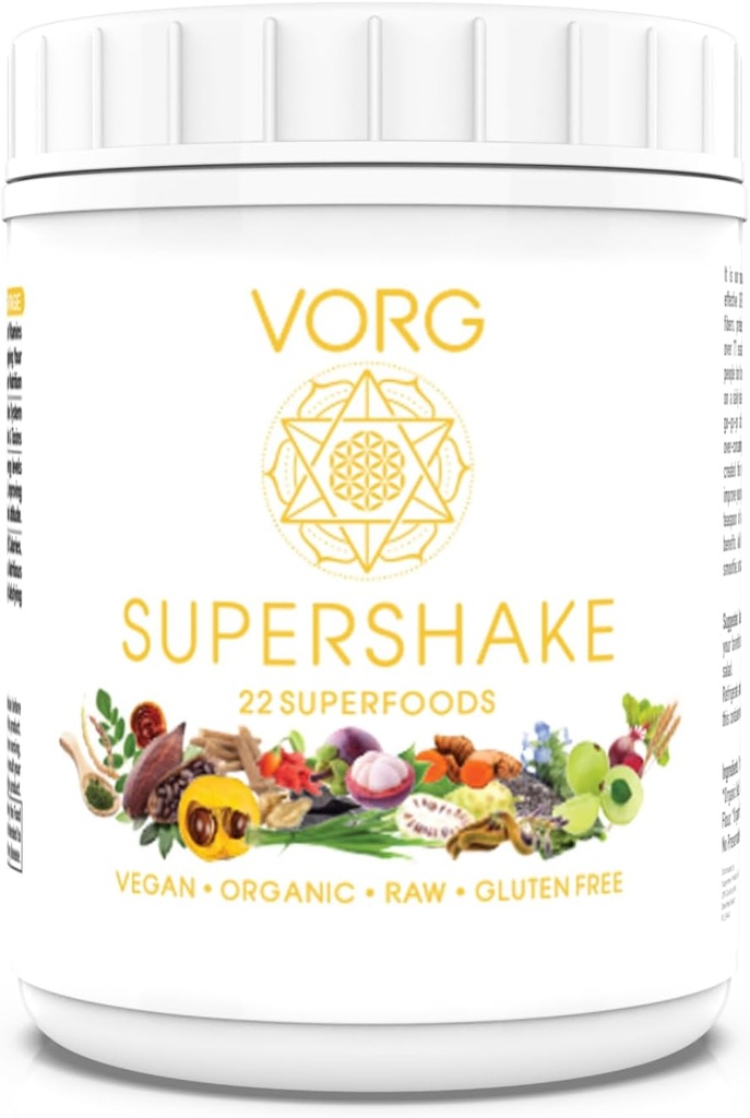VORG SuperShake - The Ultimate Superfood Mix, voeden met 22 krachtige Superfoods. Verbetert haar, huid, immuunsysteem, spijsvertering, en Mitochondriale functie