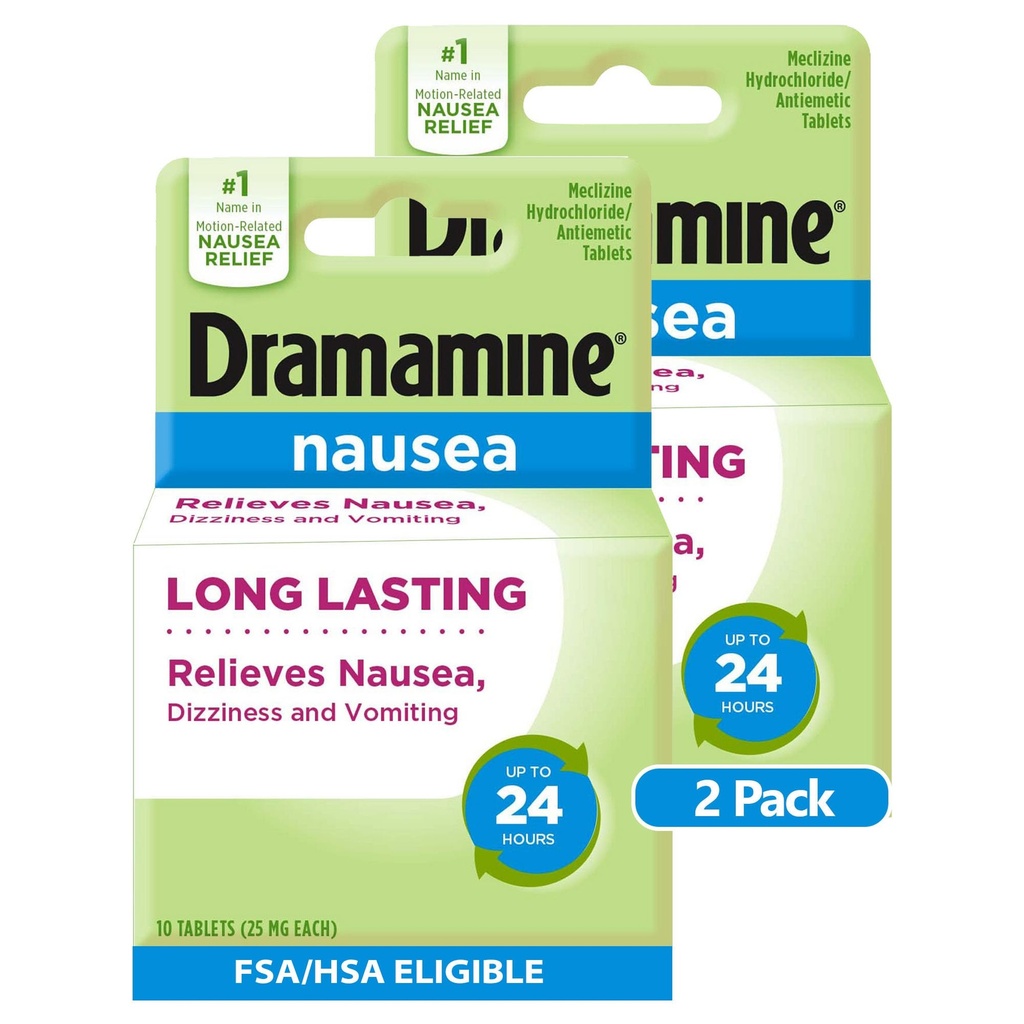 Dramamine Misselijkheid Lange duur, Misselijkheid Relief, 10 tellingen (pakket van 2)