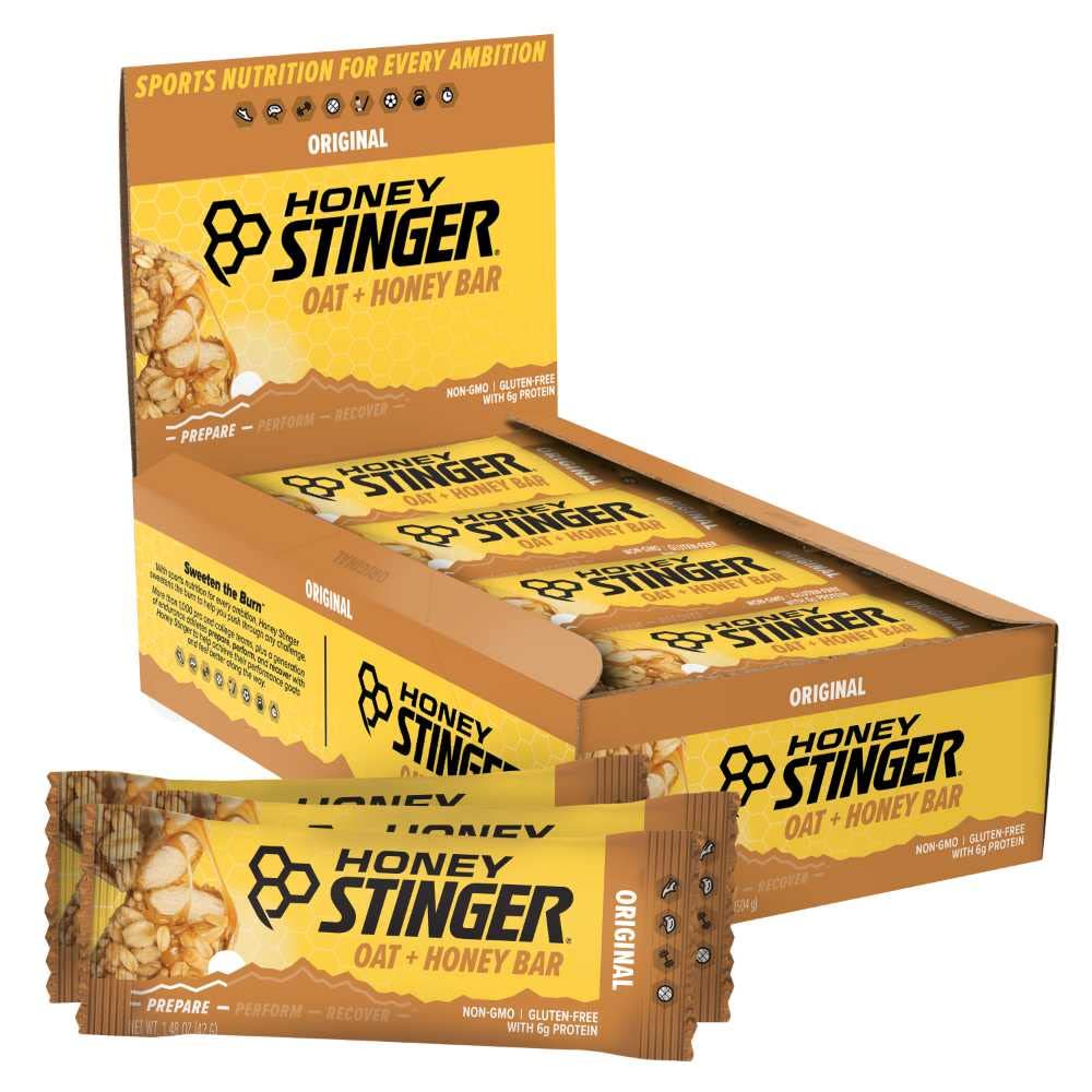 Honing Stinger Hat + honingreep, Origineel, energie verpakt voedsel voor te bereiden voor oefening, duurzaamheid en prestaties, Sport Voeding Snack Bar, Pre-workout, Proteïne, Glutenvrij, Doos van 12