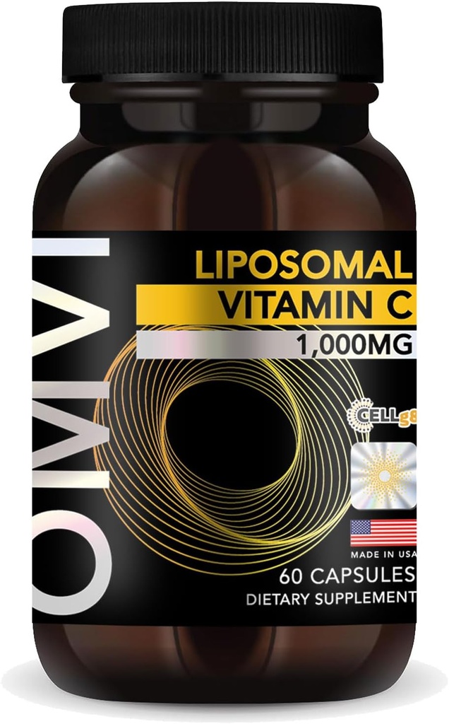 Omvi Formules, Liposomale Vitamine C 1000mg, Hoge Absorptie Ascorbinezuur, Antioxidant Supplement, Ondersteunt Immuun Systeem & Collageen Booster, Veganistisch, Glutenvrij, 60 Capsules, 30 Serving, Made in USA