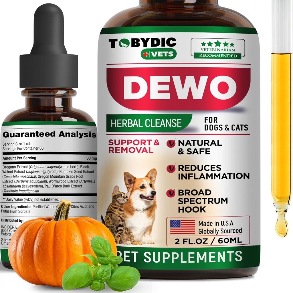 Cats & Dogs Natural Broad Spectrum Intestinal Defense & Digestive Liquid Herbal Support - Promoot Gut Health - Supplement Drops Made in USA(Herbal Cleanse 2 oz)