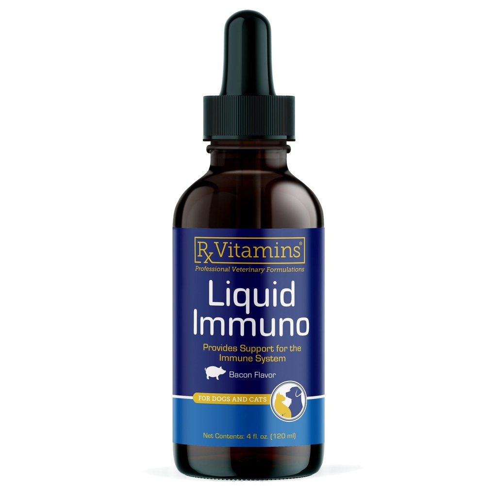 Rx Vitaminen Liquid Immuno Dog & Cat Immune Support - Reishi Mushroom Supplement voor honden en katten Plus L-Lysine - Ideale oogsupplementen, Immunity Booster Supplementen voor huisdieren - 4 oz