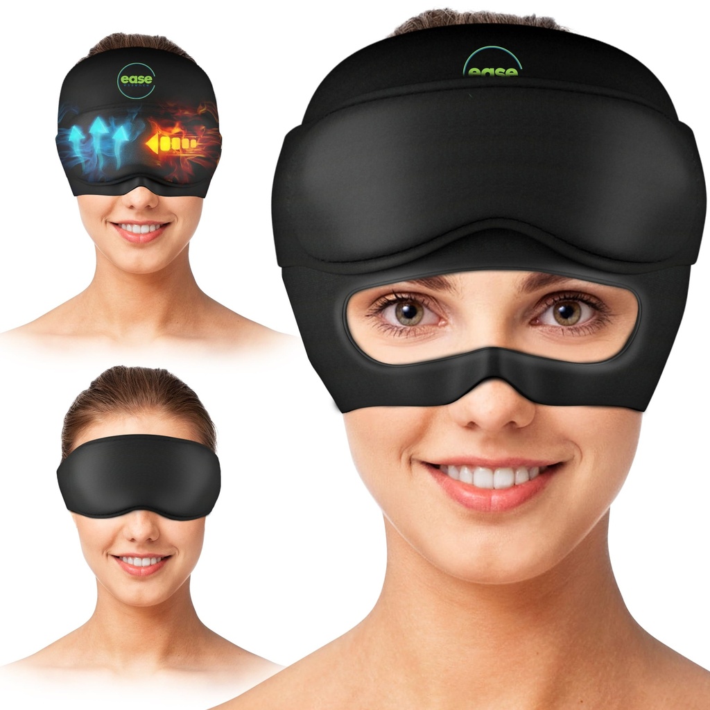 Migraine Relief Cap - 2 in 1 Verzachtende Hoofdpijn Relief Cap met afneembare oogmasker 20% Extra Gel - Hoofdpijn Hoed voor Migraines - Koude ijshoofd Wrap producten voor stress, spanning, kater & Puffy Eyes