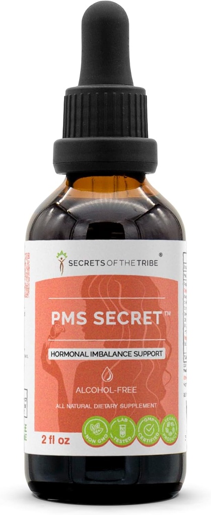 PMS Secret Alcohol-Free, Glycerite Black Cohosh, Cramp, Vitex, Valeriaan, Dandelion, Kamille, St. John's Wort. Tinctuur, Kruidenextract Hormonale onbalans ondersteuning 2 OZ