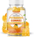 softbear Kalium citraat 1000mg, Suikervrije Kalium Gummies voor Volwassenen Ondersteuning Been Krampen & Muscle Health Hoge Potency Kalium Supplement Gummies Orange Flavor 60 Tellen