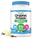 Poudre de protéines végétaliennes organiques d'orgaine + Verts, Vanilla Bean - 21g Protéines végétales, sans gluten, sans lait, sans lactose, sans soja, sans sucre ajouté, avec le fer et les prébiotiques pour la santé des Gut - 1.94lb