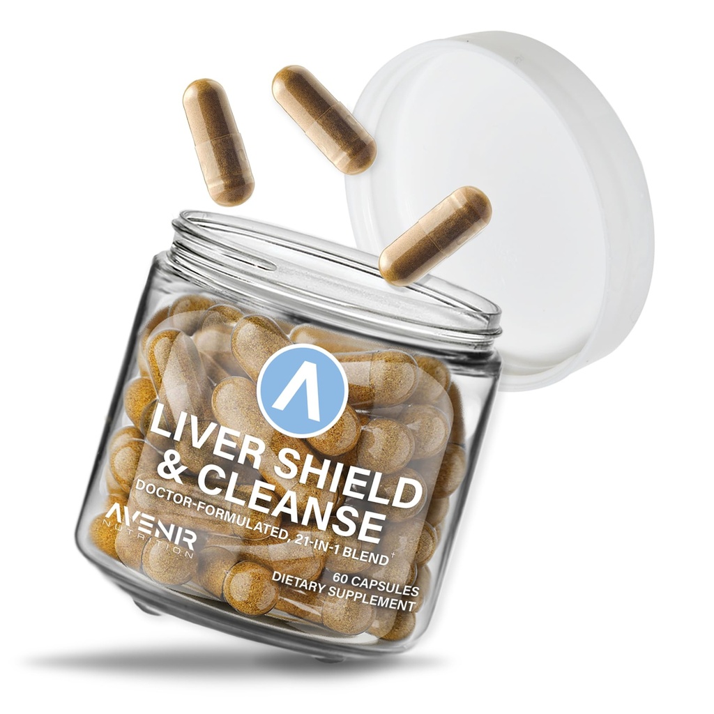Avenir Nutrition Foie Bouclier et nettoyage de l'herbe Nettoyez la détox et le supplément de réparation de lait Thistle et Artichaut Extraction Suppléments de foie et de soutien de la santé Fatty 60 Capsules pour les hommes et les femmes