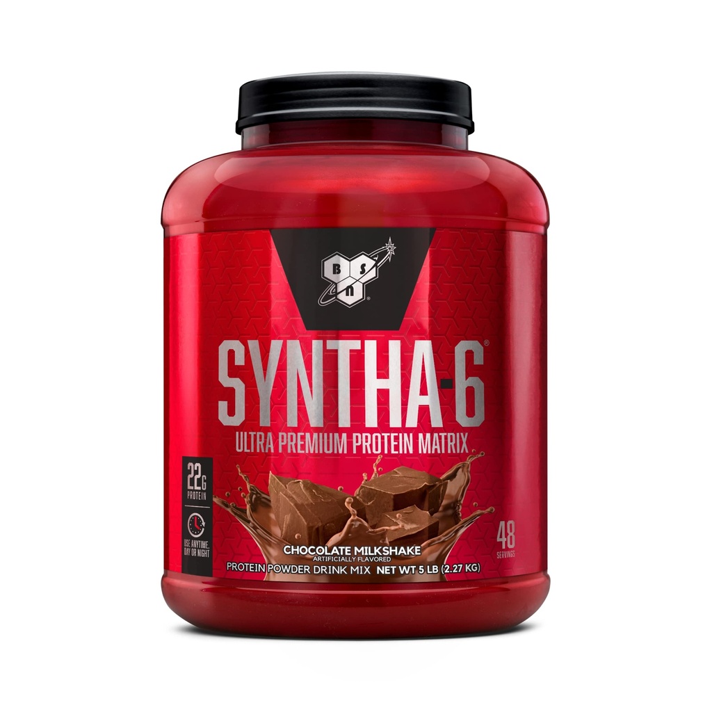 BSN SYNTHA-6 Poudre de protéines de lactosérum avec caséine micellaire, isolat de protéines de lait, milkshake au chocolat, 48 portions (paquetage mai Vary)