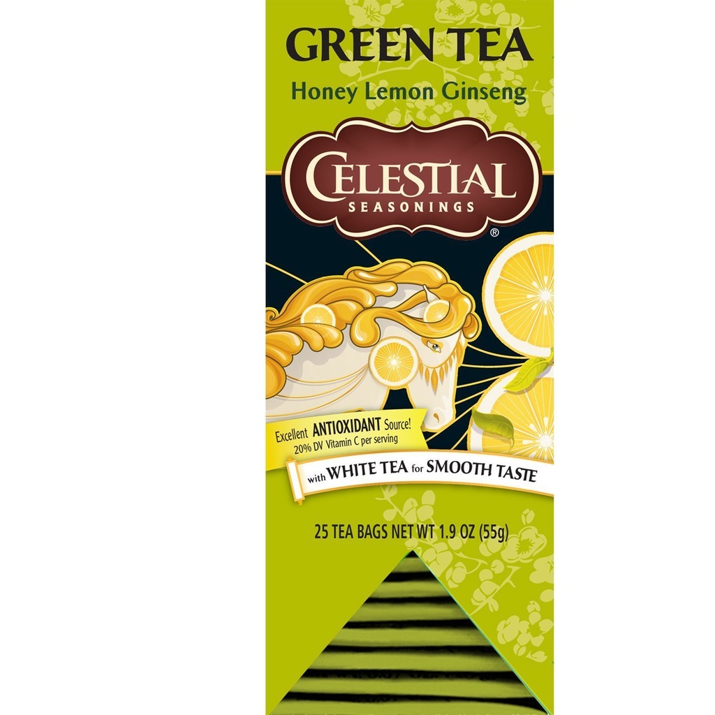 Assaisonnements célestes Thé vert, Ginseng au citron de miel, 25 comtes (paquet de 6)