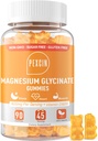 Magnesium Glycinate Gummies voor volwassenen & kinderen, 1000mg Hoge Absorptie Magnesium Complex Supplement, Suikervrij met Kalium, Vitamine D&B6 voor Kalm, Betere Slaap - 90 Telt Oranje