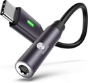 Stouchi USB C tot 3,5mm Dongle Adapter, USB C tot 3,5mm Headphone Jack Hi-Fi DAC Compatibel met iPhone 15 Pixel 8 7/6a/6/5, iPad Mini 6, Samsung Galaxy S22/S21/S20 Plus Ultra, Note 20/10- Grey