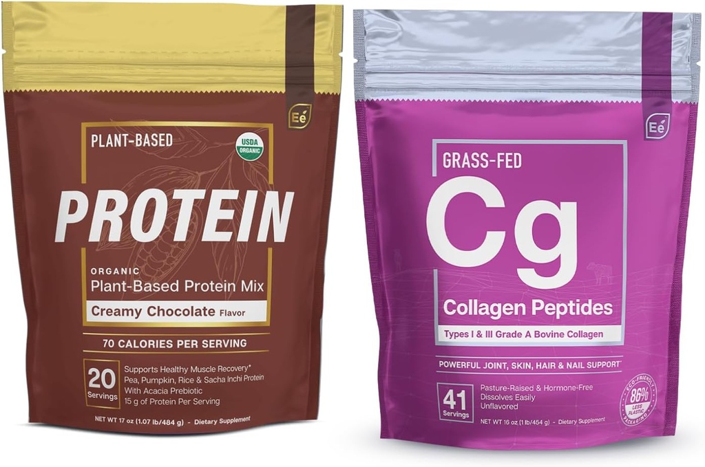 Essentiële elementen Gehydrolyseerde collagen Peptiden Poeder & Organic Pea Protein Powder - Creamy Chocolate 