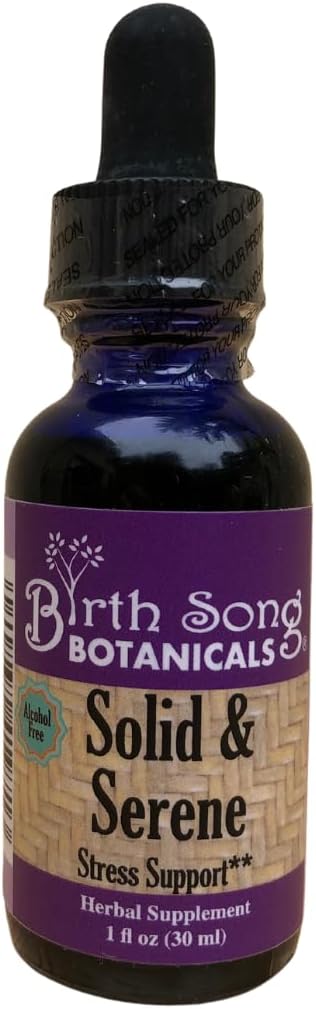 Geboorte Lied Botanicals Solid & Serene Herbal Stress and Mood Support Tinctuur .Komomiek, Passiebloem, Valeriaan Liquid Drops voor Stress Ondersteuning