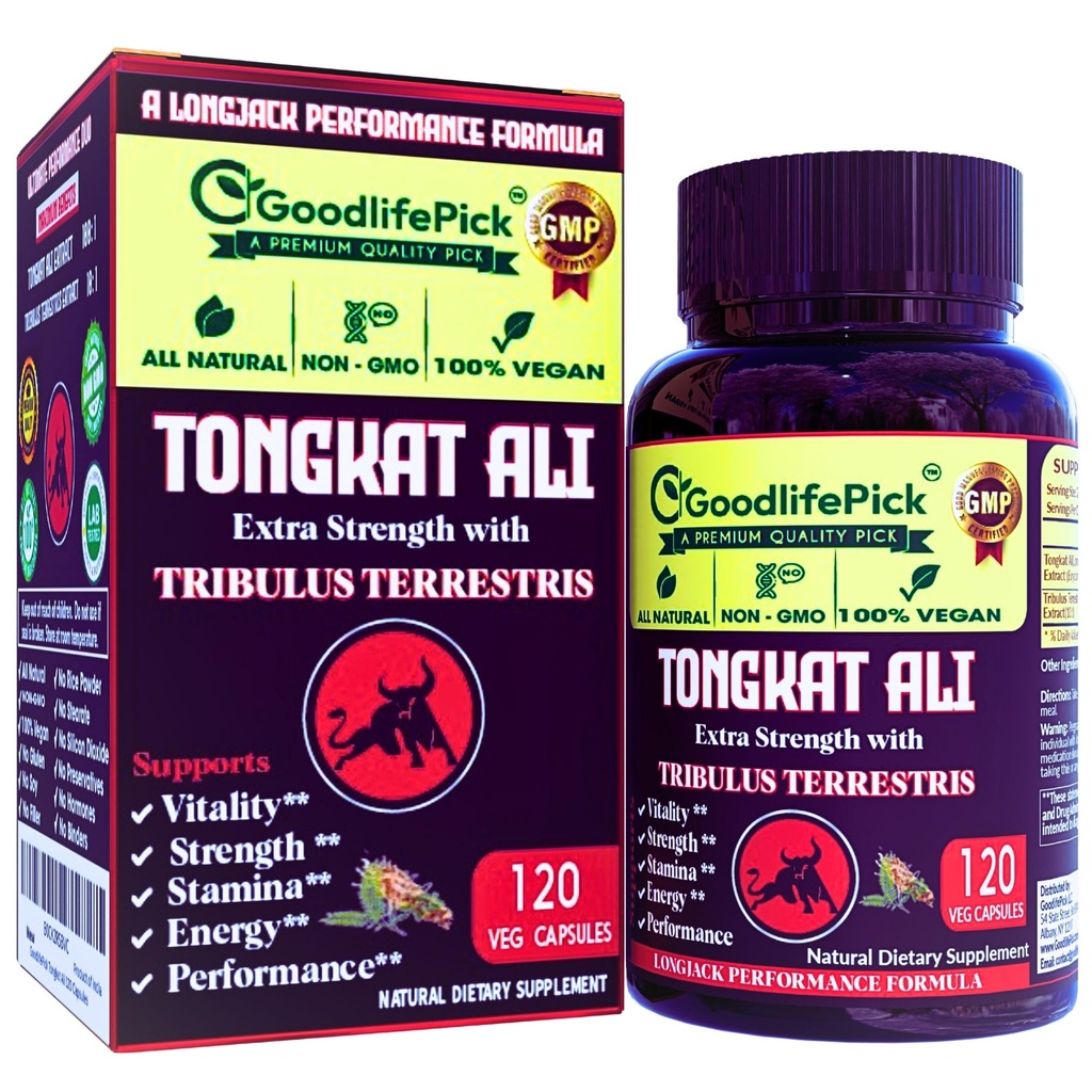Extra sterke Tongkat Ali met Tribulus Terrestris. Krachtig (100:1) Longjack/Tongkat Ali Extract. 120 Veg Capsules Tongkat Ali voor mannen.Alle natuurlijke, niet-GMO, veganist, geen stearaat, geen rijstpoeder
