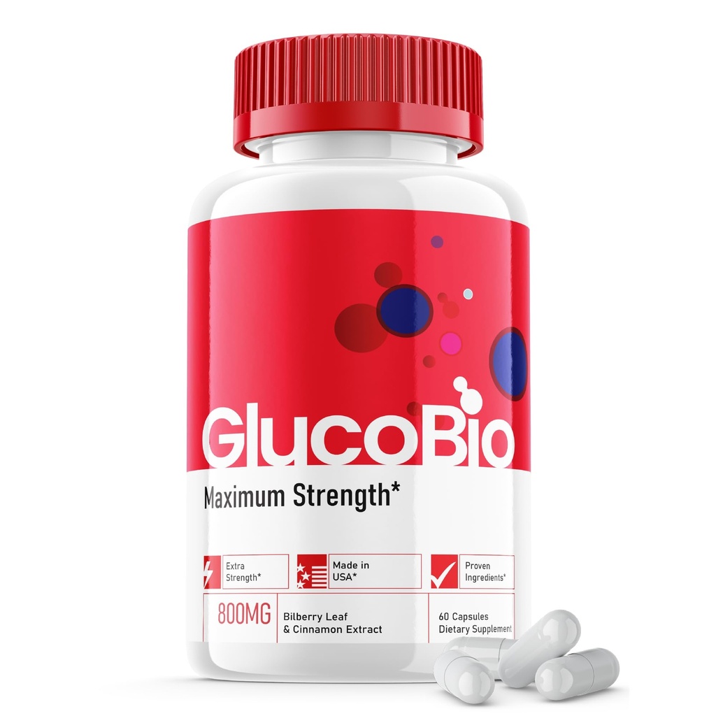 Glucobio Capsules - Formule Officielle - Gluco Bio Support Supplément Vitamine Pills, Glucobio Health and Wellness Capsules Maximum Strength, Glucobio, Gluco Bio Pills Advanced Support (60 Capsules)