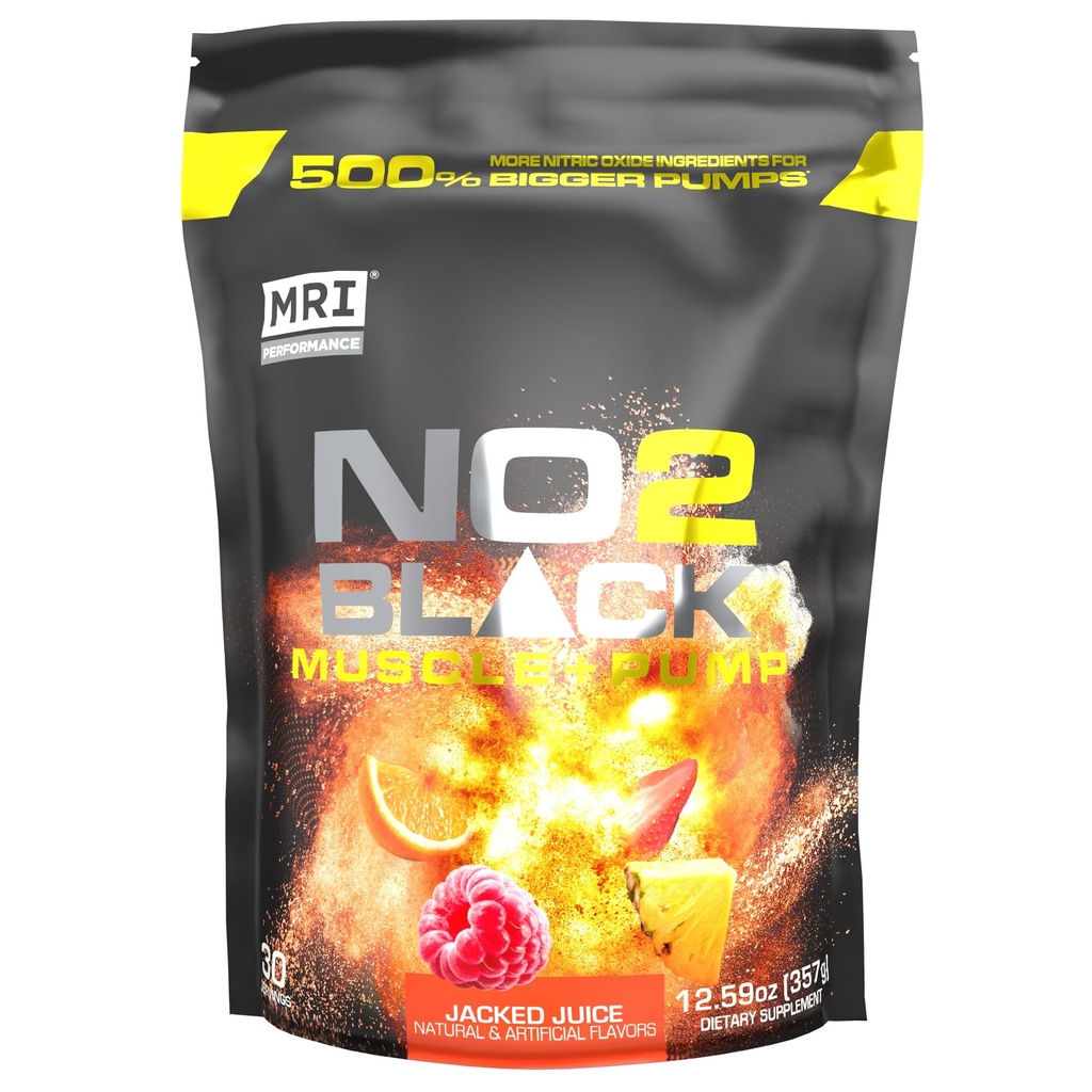 MRI NO2 Black Nitric Oxide Supplement for Pump, Muscle Growth, Vasculariteit & Energy - Krachtige Stim-Free Pre-workout met Citrulline (30 Servings) (Gejacked Juice)