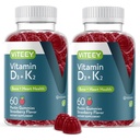 VITEEY Vitamine D3 K2 Gummies - 1000 IE Vitamine D3 en K2 100 mcg - Bone & Heart Health for Adults and Teens - Vegetarisch, Gelatine Free, GGO Free - Smakelijke Kauwbare D3K2 Vitaminen Aardbei Flavored Gummy
