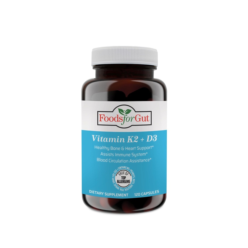 Vitamine K2 (MK7) D3 & BioPerine® Black Pepper Extract 120 Capsules vrij van top Allergenen 
