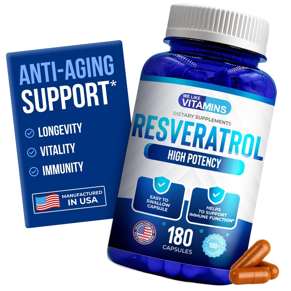 Nous aimons les vitamines Resveratrol 1000mg par portion - 180 Capsules de Véggie Facile à avaler - Supplément naturel de Resveratrol 1000mg - Supplément antioxydant aide à soutenir le système anti-âge et immunitaire