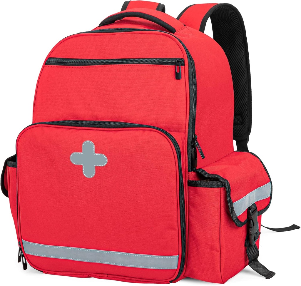 CURMIO Emergency Medical Rugzak Leeg, Eerste Reager EMT Bag voor EMS, Camping, Wandelen, Thuis Gezondheid, Veldreizen, Rood (Alleen Bag, Gepatenteerd Ontwerp)