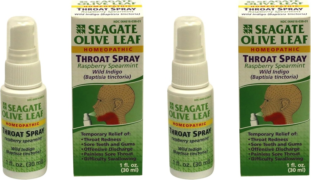 Seagate Producten Homeopathische Olive Leaf Throat Spray (pakket van 2) 1 Ounce Raspberry-Spearmint