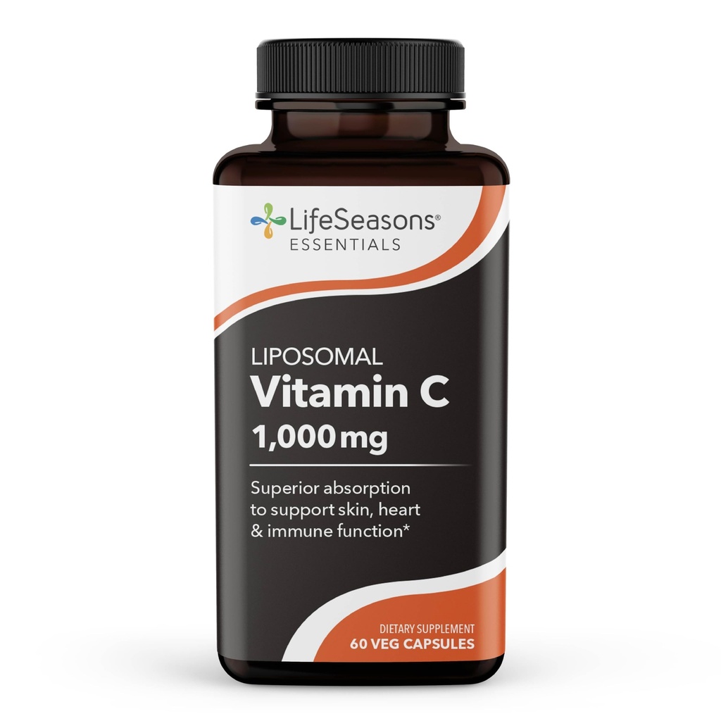 LifeSeasons Essentials Liposomal - Supplément Vitamine C - Supporte le cœur de la peau et stimule l'immunité - Améliore la production de collagène - Antioxydants pour soulager le stress - 60 Capsules