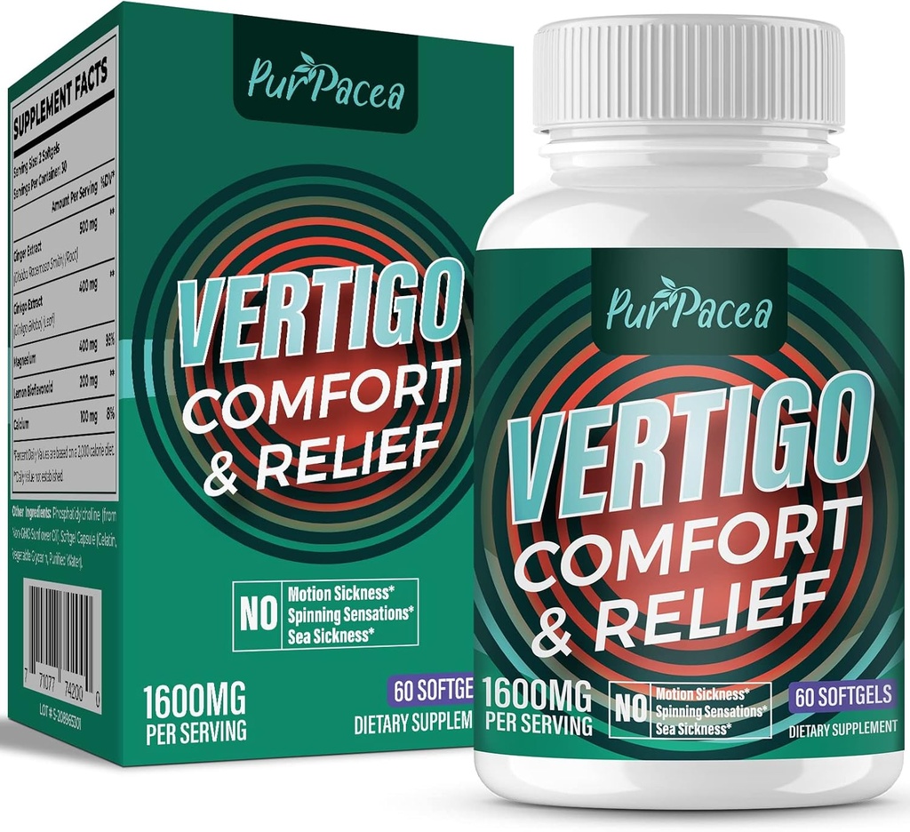 Supplément vertigo liposomique 1600MG, formule d'absorption avancée, supplément d'équilibre de l'oreille intérieure naturelle avec extrait de Ginger & Ginkgo Biloba, 60 Softgels, 30 jours d'approvisionnement