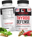 Soutien à la thyroïde pour les femmes et les hommes - Ashwagandha, Cayenne, Schisandra et Kelp pour la santé thyroïde - Zinc, vitamine B12 et suppléments à l'iode pour la thyroïde - Thyroïde Defense 30 Capsules